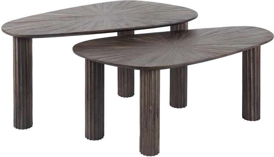 Giga Meubel Salontafel Maya Donkerbruin Hout Set van 2 84x39x43cm