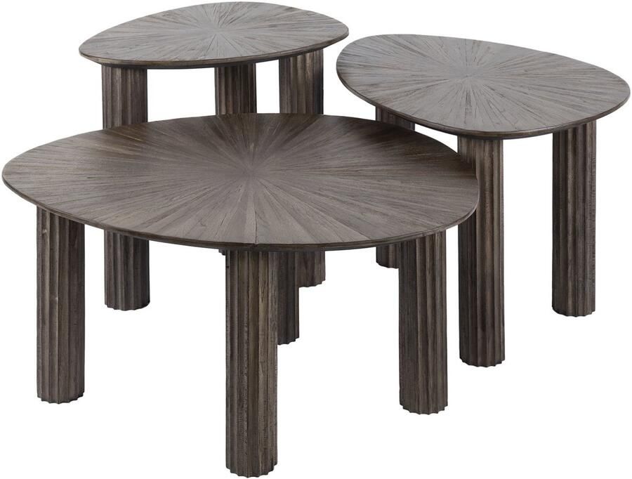 Giga Meubel Salontafel Maya Donkerbruin Hout Set van 3 76x61x38cm