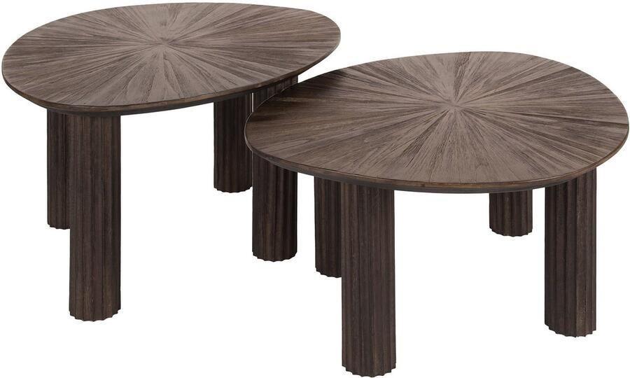 Giga Meubel Salontafel Maya Driehoekig Set Van 2- Teakhout