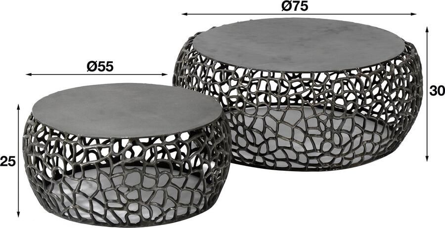 Giga Meubel Gm Salontafel Set Van 2 Rond Zandgegoten Tafel Maze - Foto 2