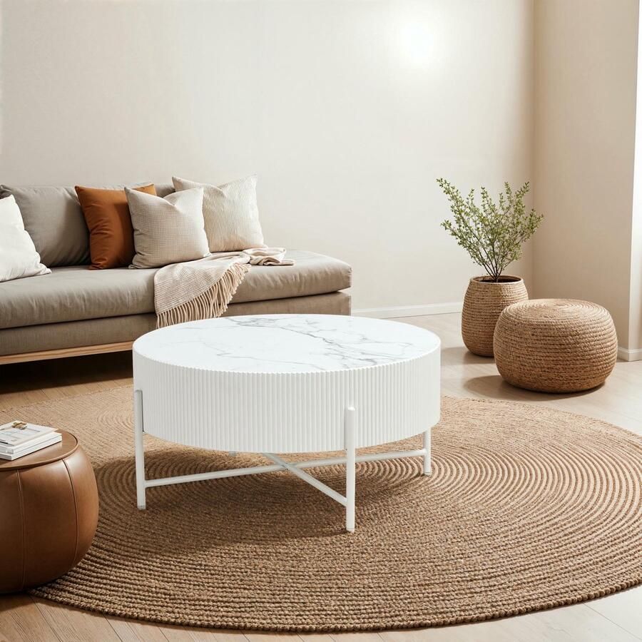 Giga Meubel Salontafel Milo Wit Ø80cm - Foto 2