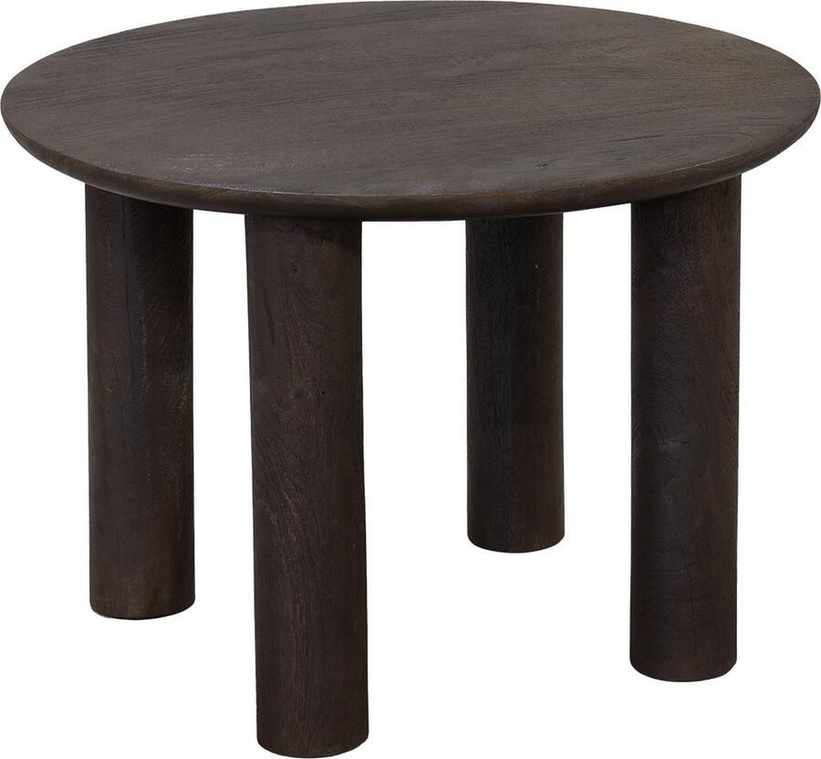 Giga Meubel Salontafel Rond Donkerbruin 60cm Mangohout Misao