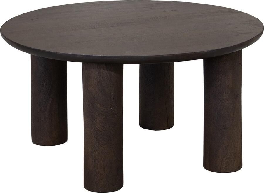 Giga Meubel Salontafel Rond Donkerbruin 75cm Mangohout Misao