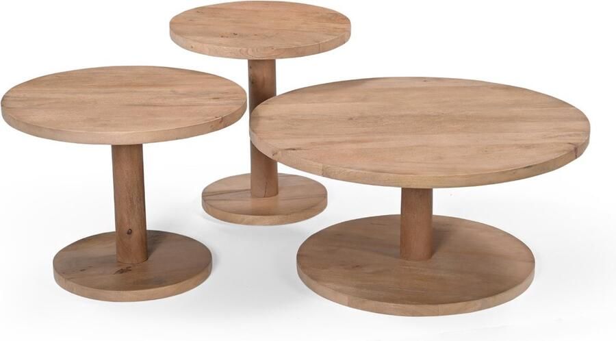 Giga Meubel Salontafel Nao Set van 3 Naturel Mangohout
