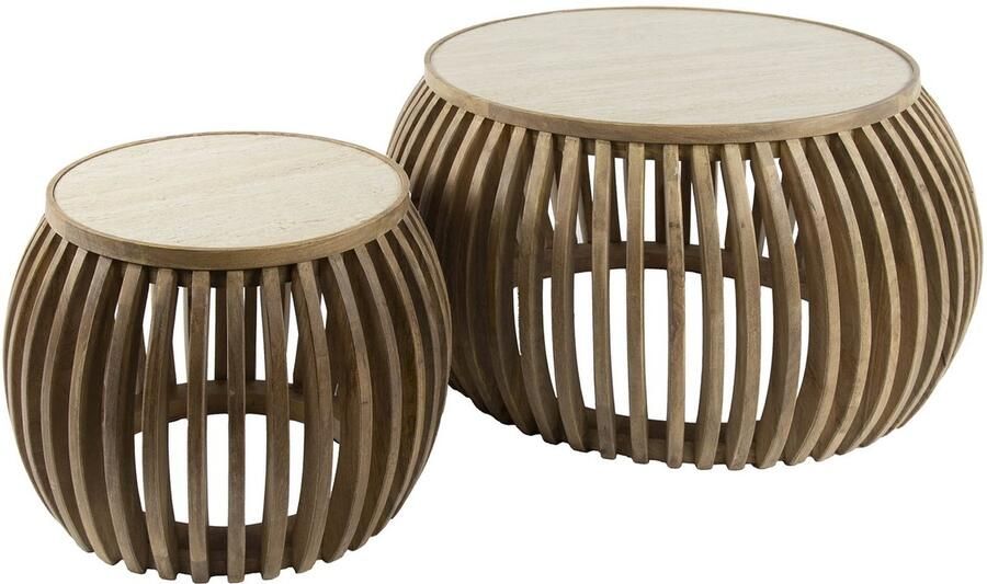 Giga Meubel Salontafel Nuovo Curve Travertin Set Van 2 75x75x40cm