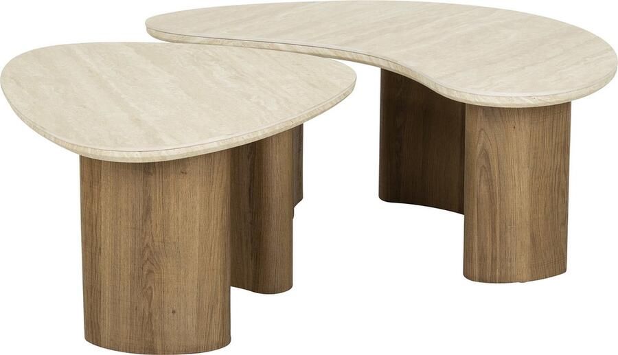 Giga Meubel Salontafel Organic Travertin Set Van 2 88x44x36cm