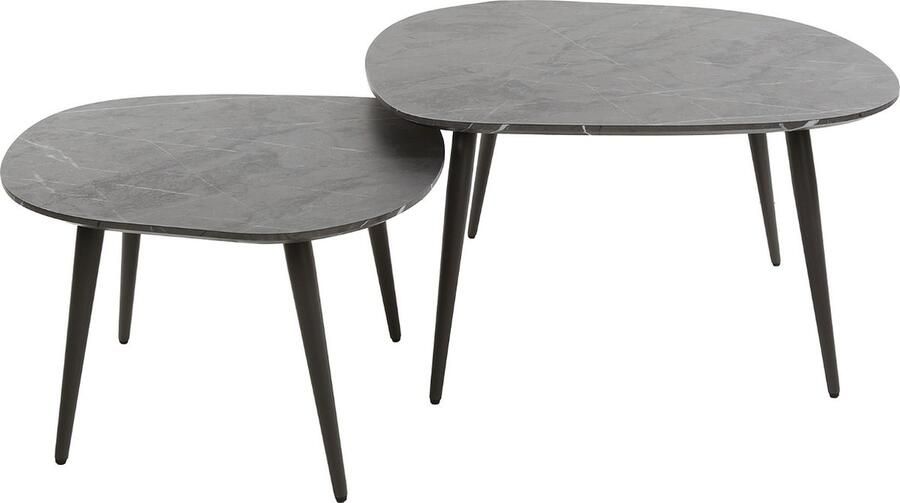 Giga Meubel Salontafel Organisch Zwart Keramieklook Set Van 2 Rock - Foto 2