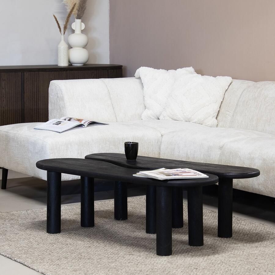 Giga Meubel Salontafel Organisch Zwart Mangohout 120cm Set van 2 Salontafel Ilse - Foto 2
