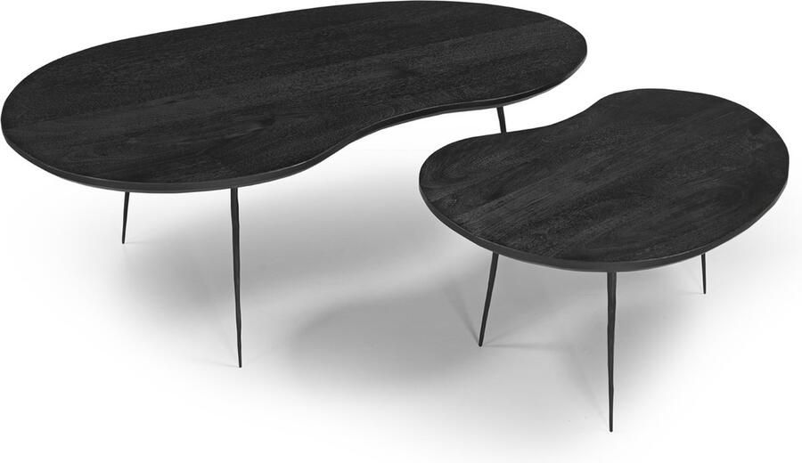 Giga Meubel Salontafel Organisch Zwart Mangohout Set Van 2 Fenne - Foto 2