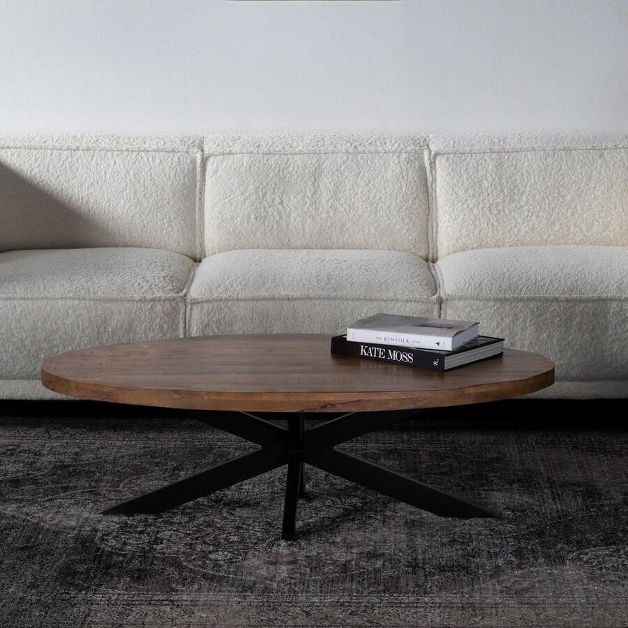 Giga Meubel Salontafel Ovaal Mangohout Bruin 130cm Tafel Mansour - Foto 2