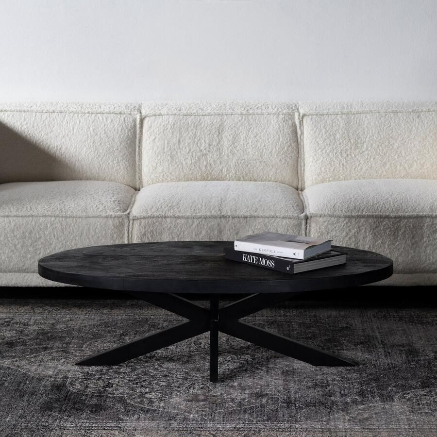 Giga Meubel Salontafel Ovaal Zwart 130cm Mangohout Tafel Mansour - Foto 3