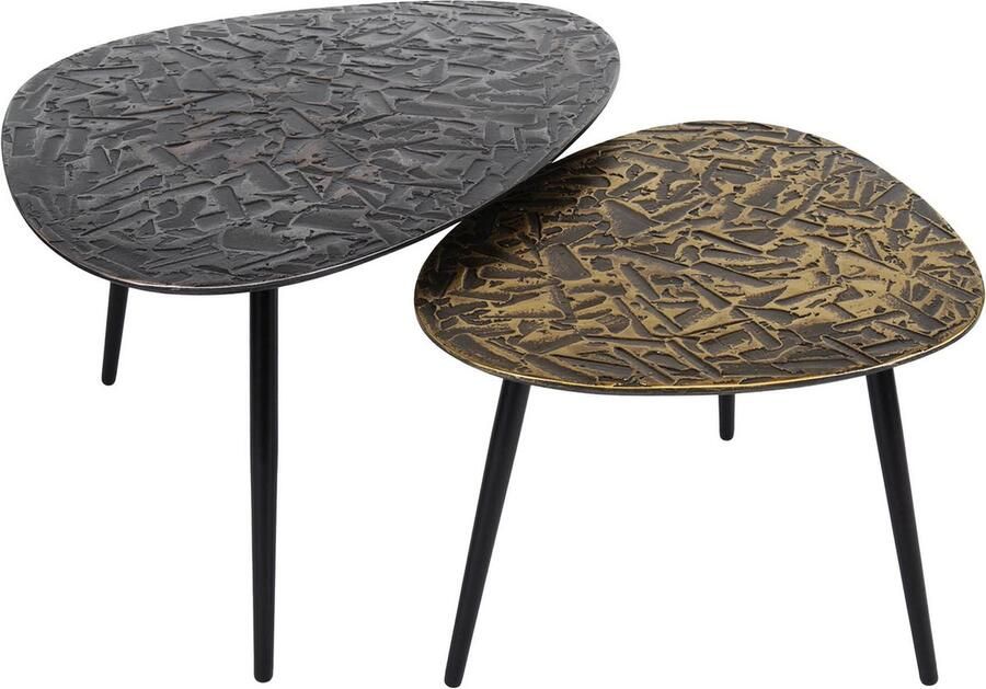 Giga Meubel Salontafel Patina Brons Metaal Set van 2 80x60x43cm