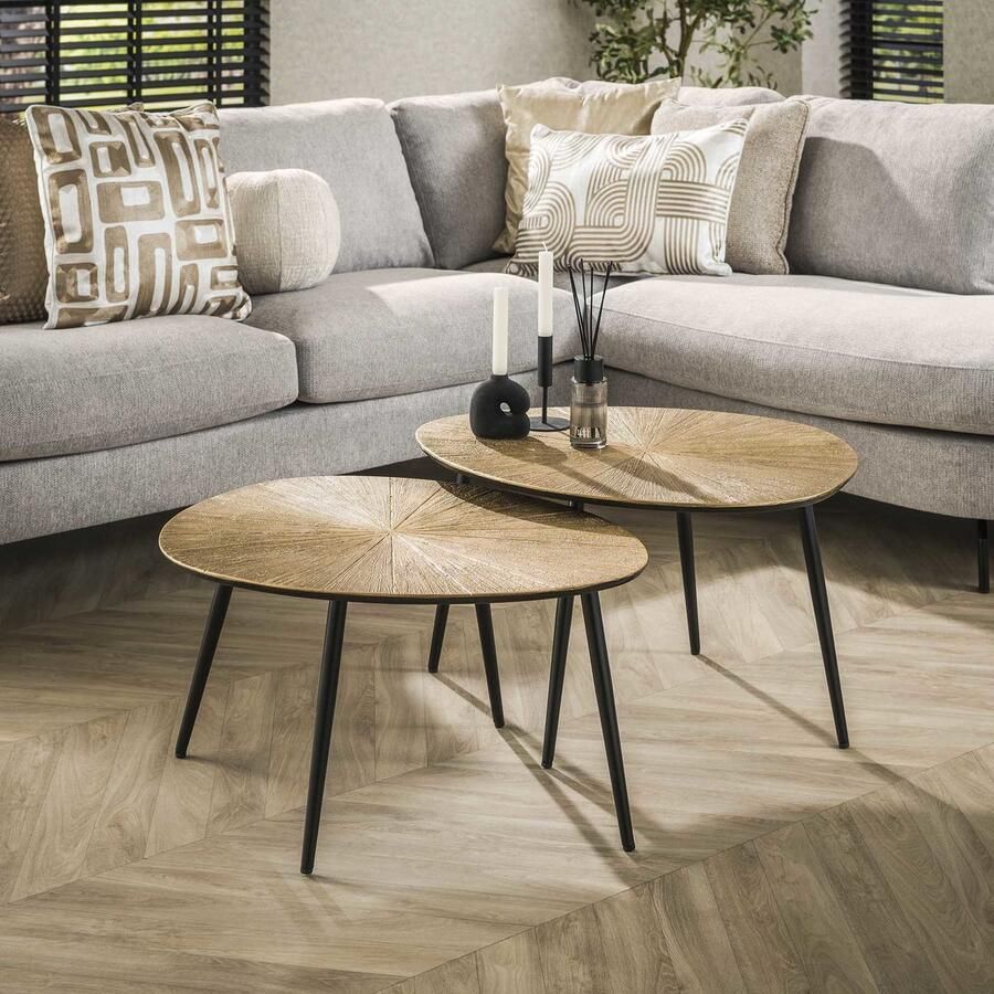 Giga Meubel Salontafel Ray Metal Organisch Brons Set van 2