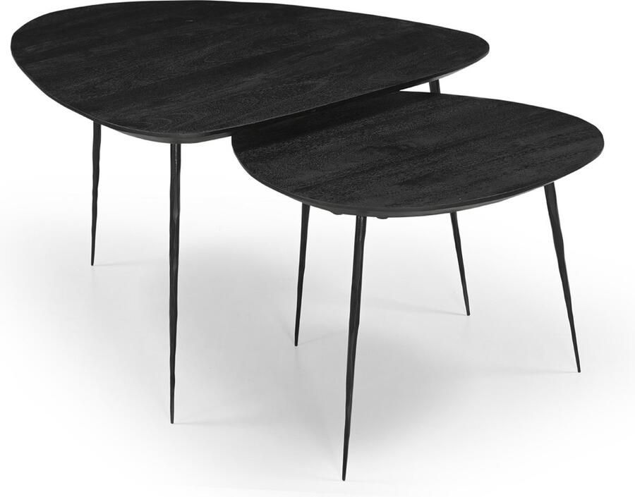 Giga Meubel Salontafel Organisch Zwart Mangohout Set Van 2 Remi - Foto 2