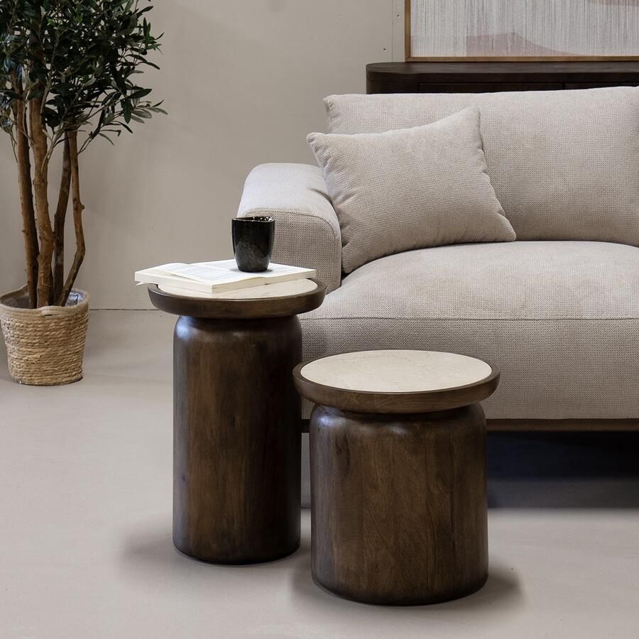 Giga Meubel Salontafel Rond Ø38cm Bruin Marmer Kaja - Foto 3