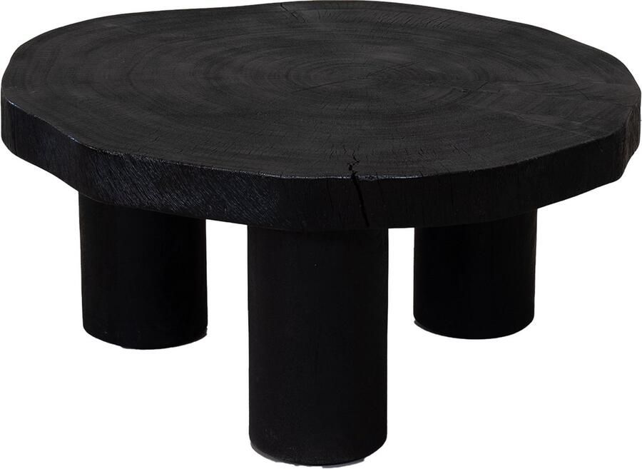 Giga Meubel Salontafel Rond 75cm Zwart Acaciahout Driepoot Enzo
