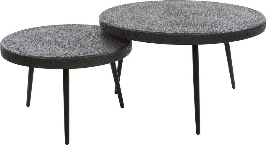 Giga Meubel Salontafel Rond Zwart Metaal Set Van 2 74x74x35cm Giga Living