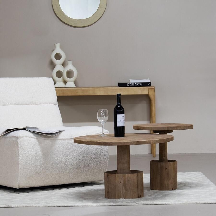 Giga Meubel Salontafel Naturel Mangohout Kolompoot 70x70x30cm Stacy