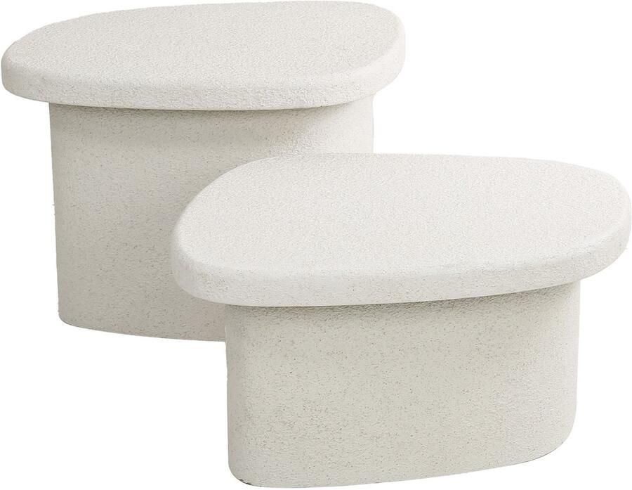 Giga Meubel Salontafel Stone Beige Composiet 57x44x40cm Set van 2