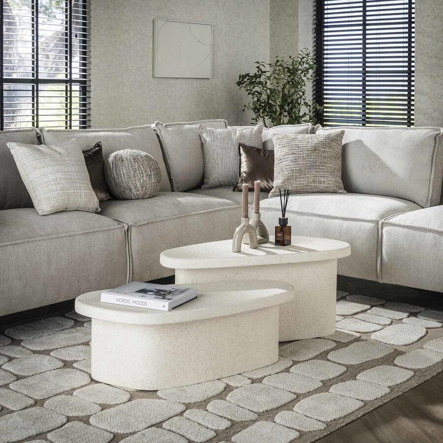 Giga Meubel Salontafel Stone Organic Marmer Composiet XL Set van 3