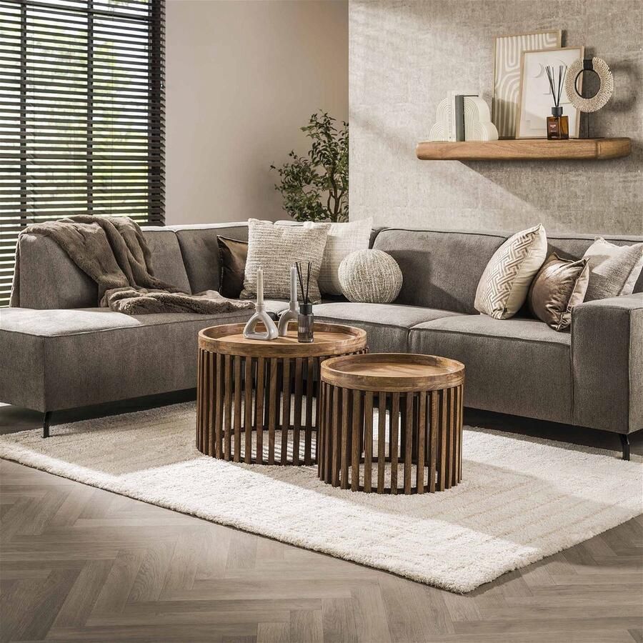 Giga Meubel Salontafel Set van 2 Rond Mangohout Ø65 Ø50cm Tafel Tweak - Foto 2