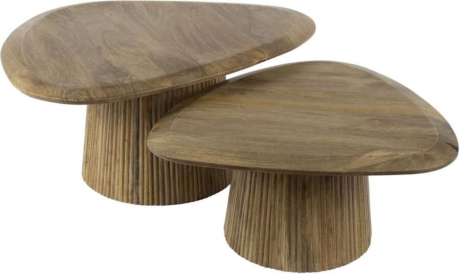 Giga Meubel Salontafel Wave Naturel Hout Set Van 2 93x72x43cm