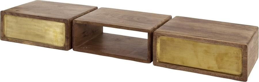 Giga Meubel Zwevend Sidetable Brass Mangohout 123x30x15 cm