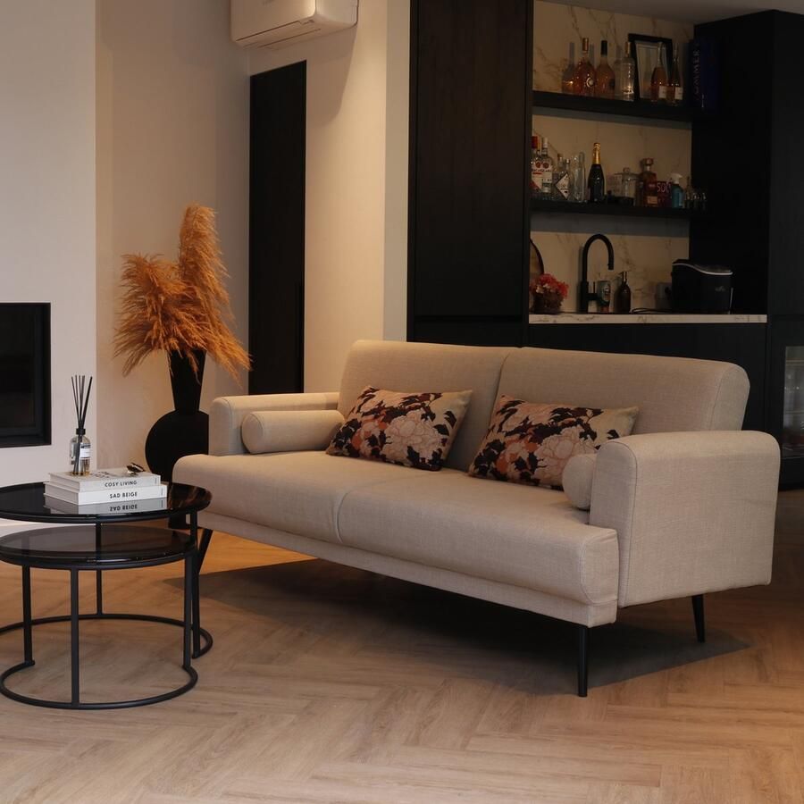 Giga Meubel Slaapbank Beige 210cm Metaal & Stof Bank Jason