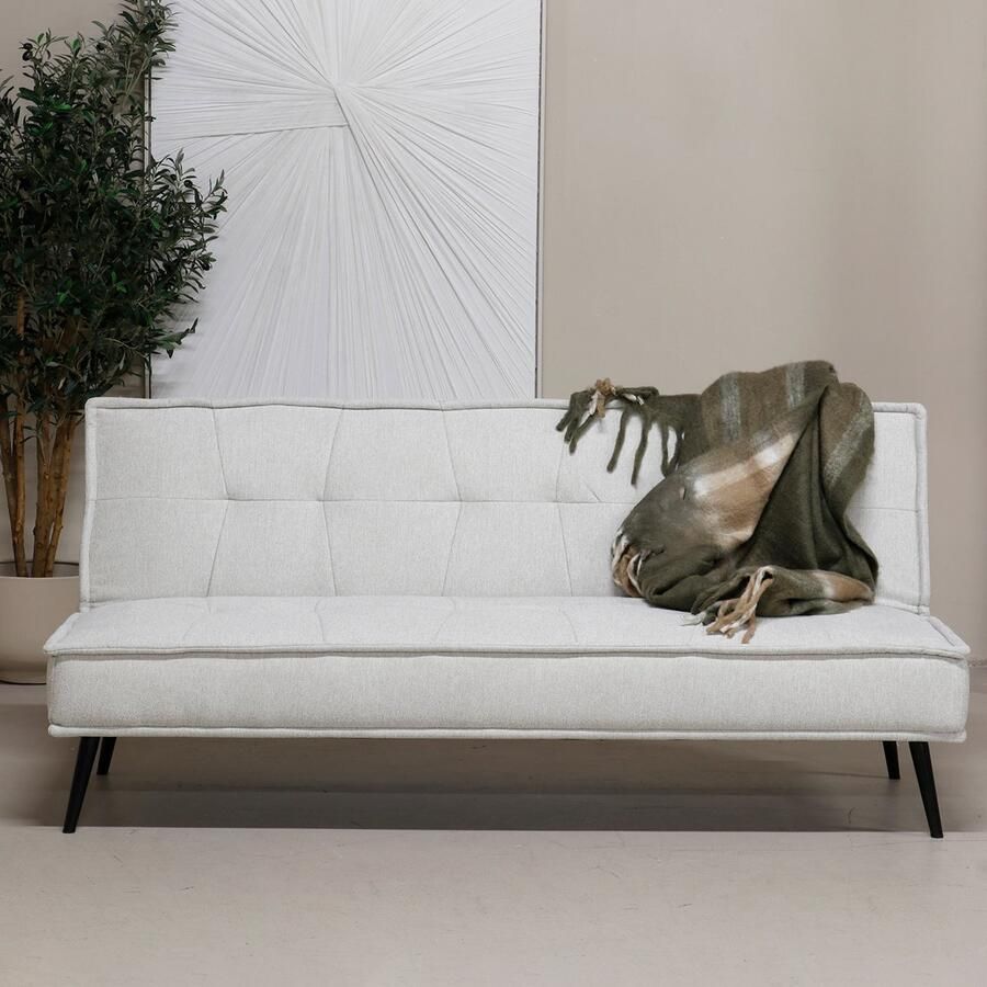 Giga Meubel Slaapbank Beige 180cm Metaal & Stof Bank Kathy