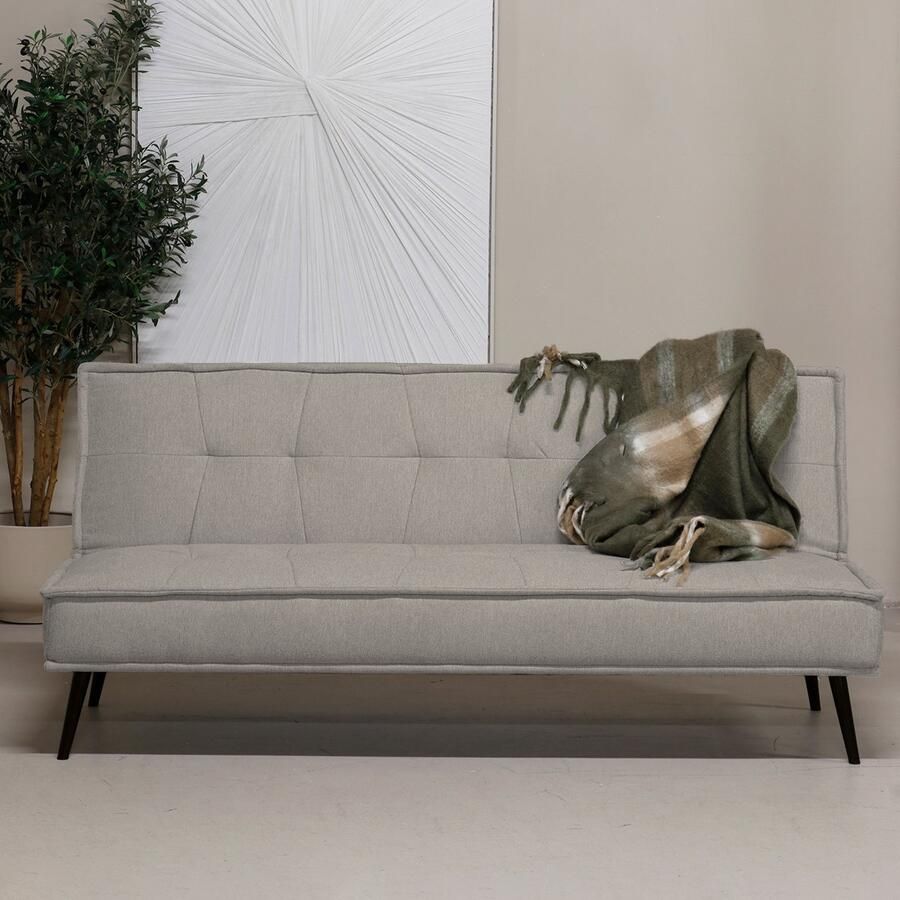Giga Meubel Slaapbank Taupe 180cm Metaal & Stof Bank Kathy