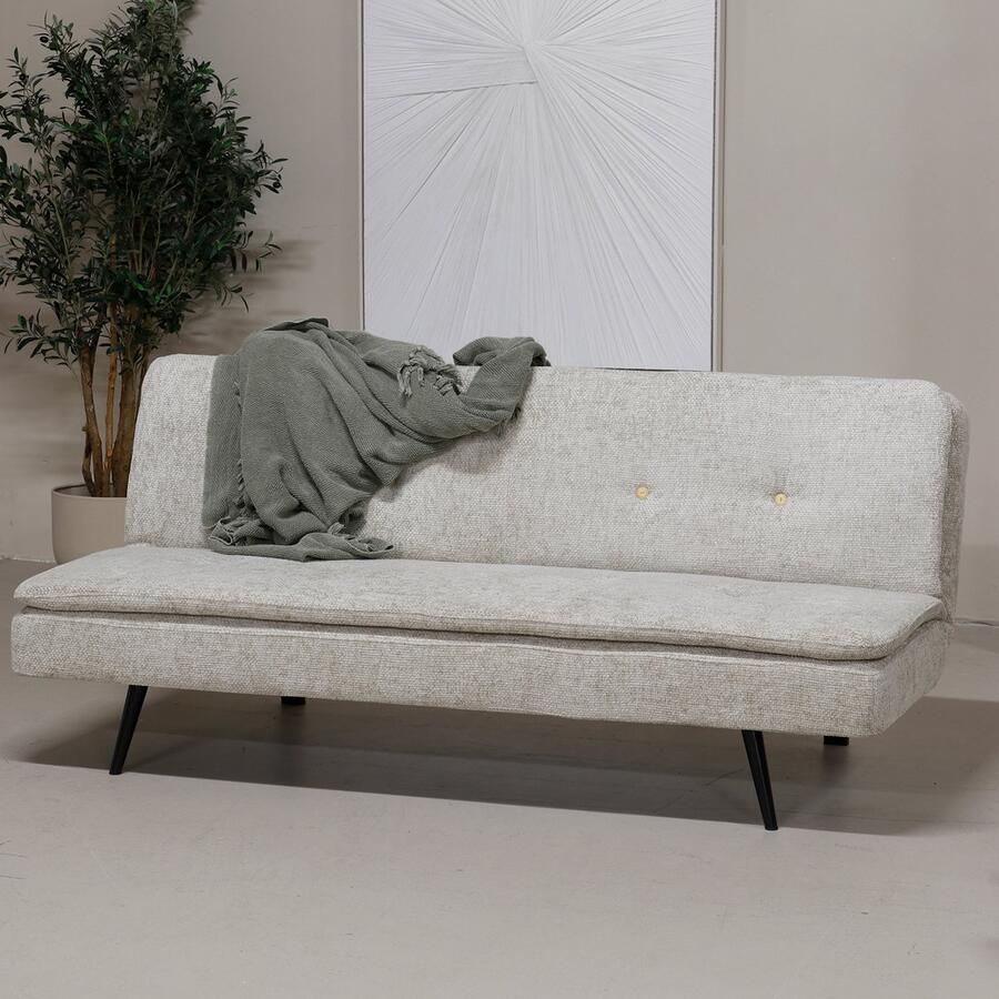 Giga Meubel Slaapbank Beige 180cm Metaal & Stof Bank Olive