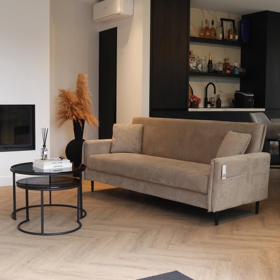 Giga Meubel Slaapbank Taupe 200cm Incl. Opbergruimte Bank Torvi