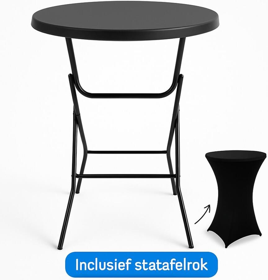 Giga Meubel Statafel Zwart Nu Tijdelijk Met Gratis Statafelrok Ø80cm Inklapbaar Statafel Piper - Foto 2