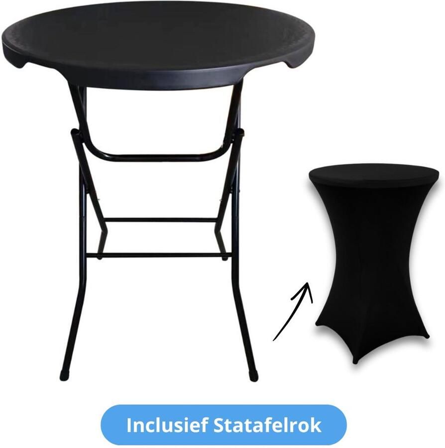 Giga Meubel Statafel Zwart Nu Tijdelijk Met Gratis Statafelrok Ø80cm Inklapbaar Statafel Piper