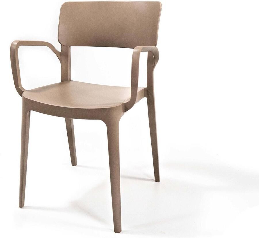 Giga Meubel Stoel Stapelbaar Kunststof Beige 55x54x82cm Wing Set van 4