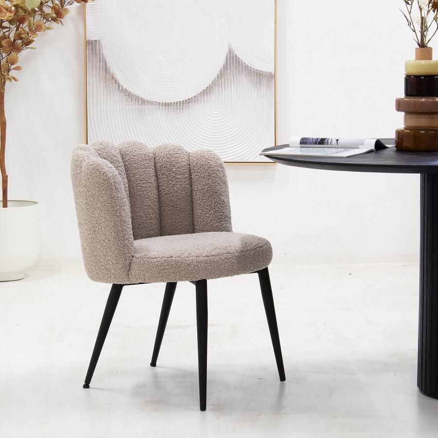 Giga Meubel Teddy Stoel Bruin Eetkamerstoel Teddy Stof Stoel Julien Set van 2