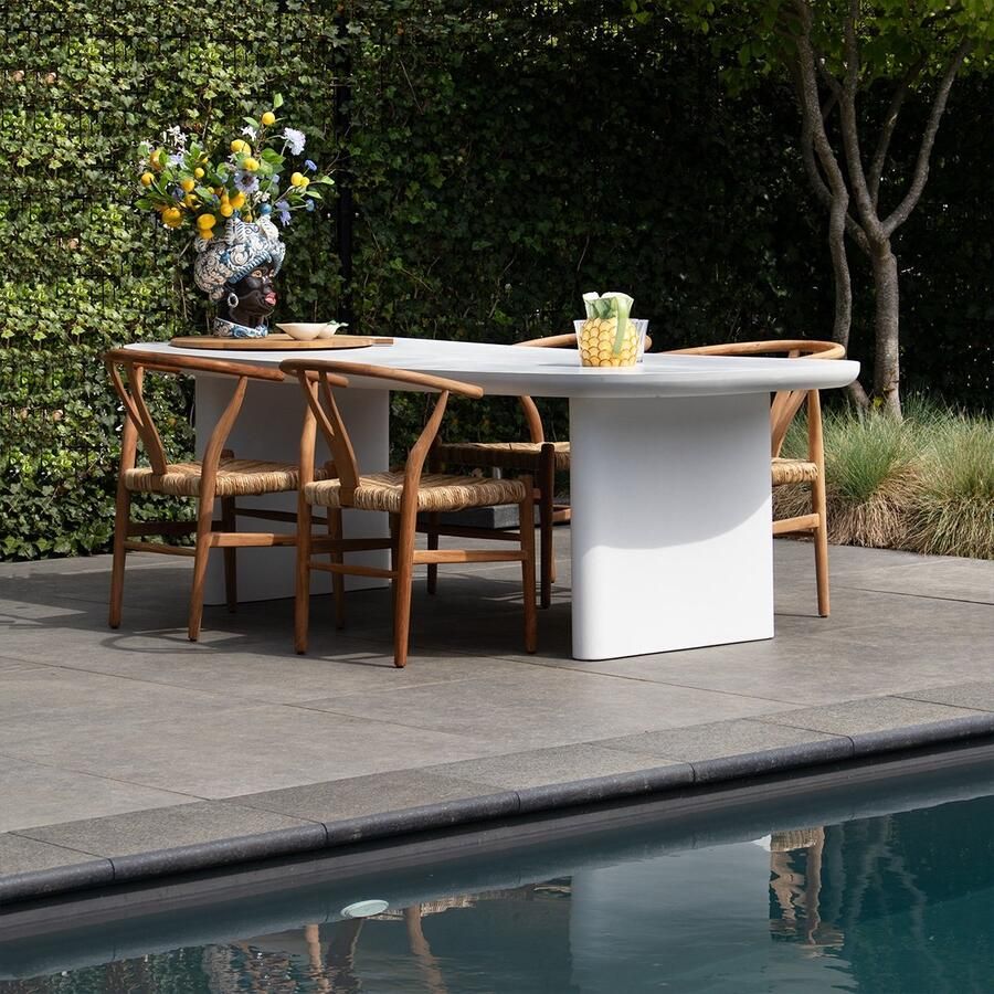 Giga Meubel Tuintafel Maya Deens Ovaal 240cm Wit Eco Composiet