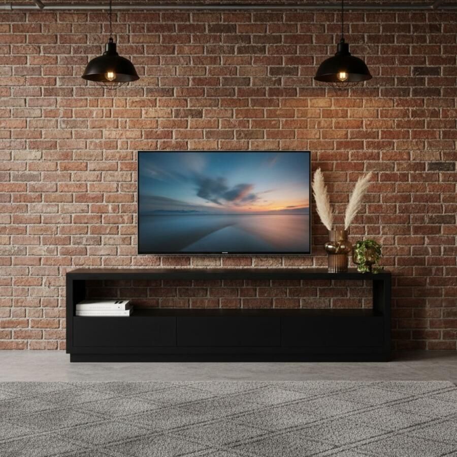 Giga Meubel Tv Meubel Zwart 180x40x50cm Mangohout Meubel Luxurious - Foto 2