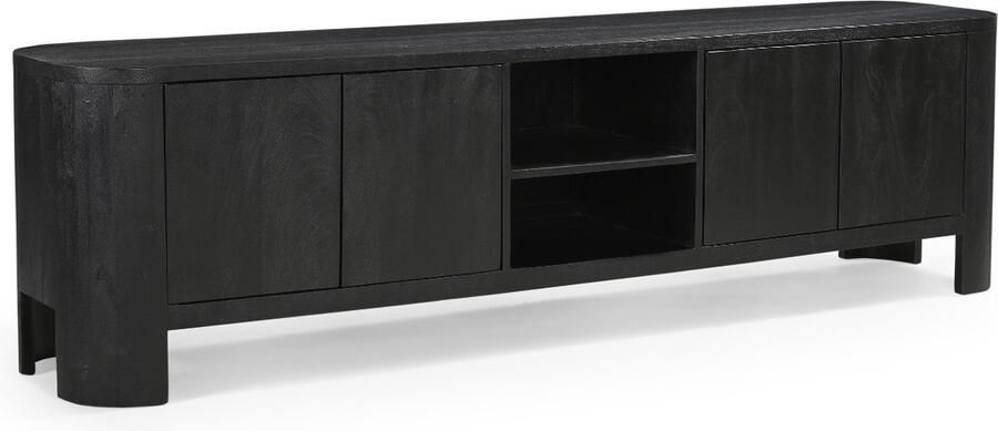 Giga Meubel Tv-Meubel Zwart Mangohout 4-Deuren 200x40x55cm Mitchel