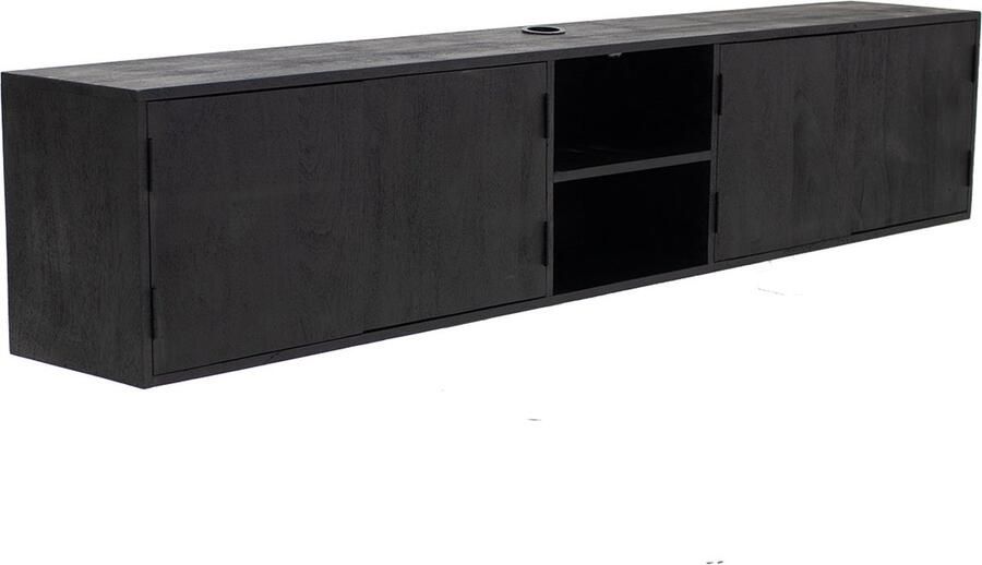 Giga Meubel Tv-meubel Zen Zwevend Zwart Mangohout 200x30x40cm - Foto 3