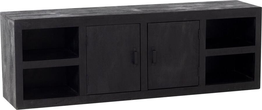 Giga Meubel Tv-Meubel Zwart Mangohout 2-Deurs 4 Open Vakken Kast Xander - Foto 3