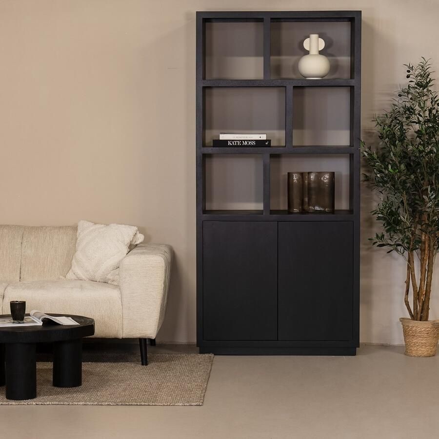 Giga Meubel Vakkenkast Zwart Mangohout 100x45x210cm Vakkenkast Luxurious - Foto 2