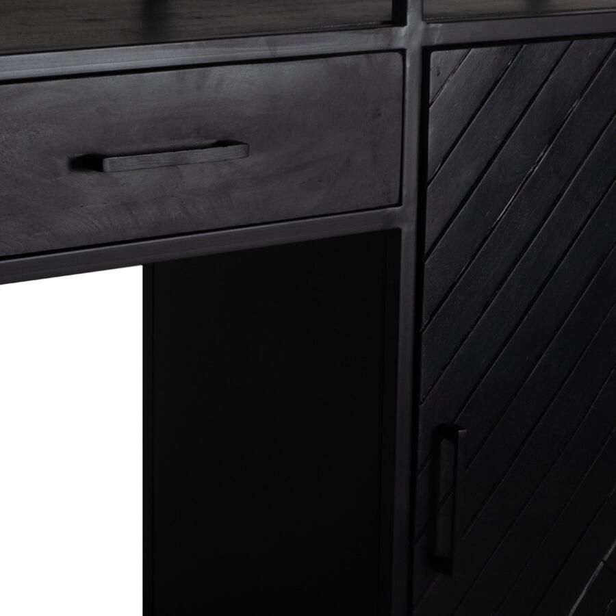 Giga Meubel Vakkenkast Zwart Visgraat Mangohout 160x200cm Kast Isa Groot - Foto 3