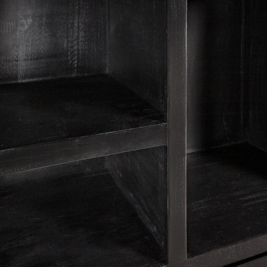 Giga Meubel Vitrinekast Mangohout Zwart 5 Open Vakken 2 Deuren Kast Xander - Foto 3