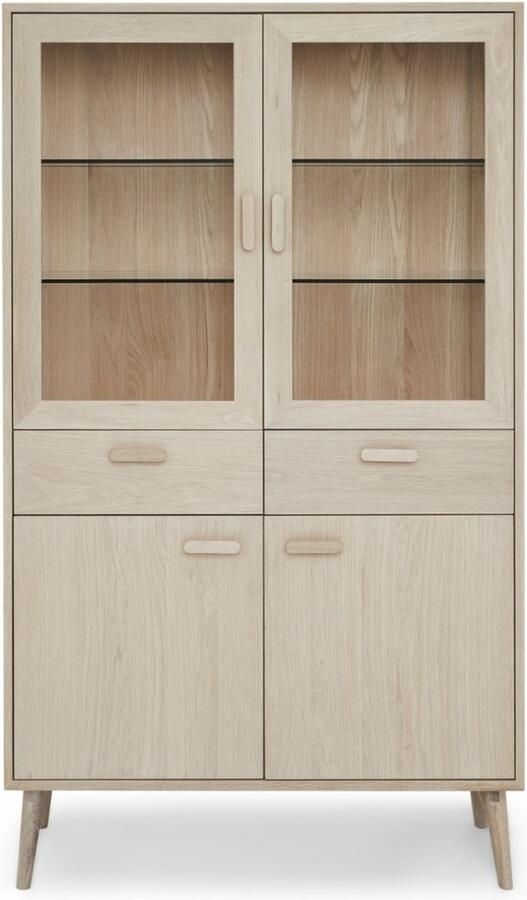Giga Meubel Vitrinekast met Glas Licht Eiken Eikenhout 110x40x187cm Kast Porto