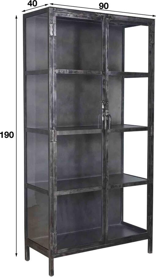 Giga Meubel Gm Vitrinekast Zwart -Metaal 2-deurs Kast Rift Metal - Foto 2
