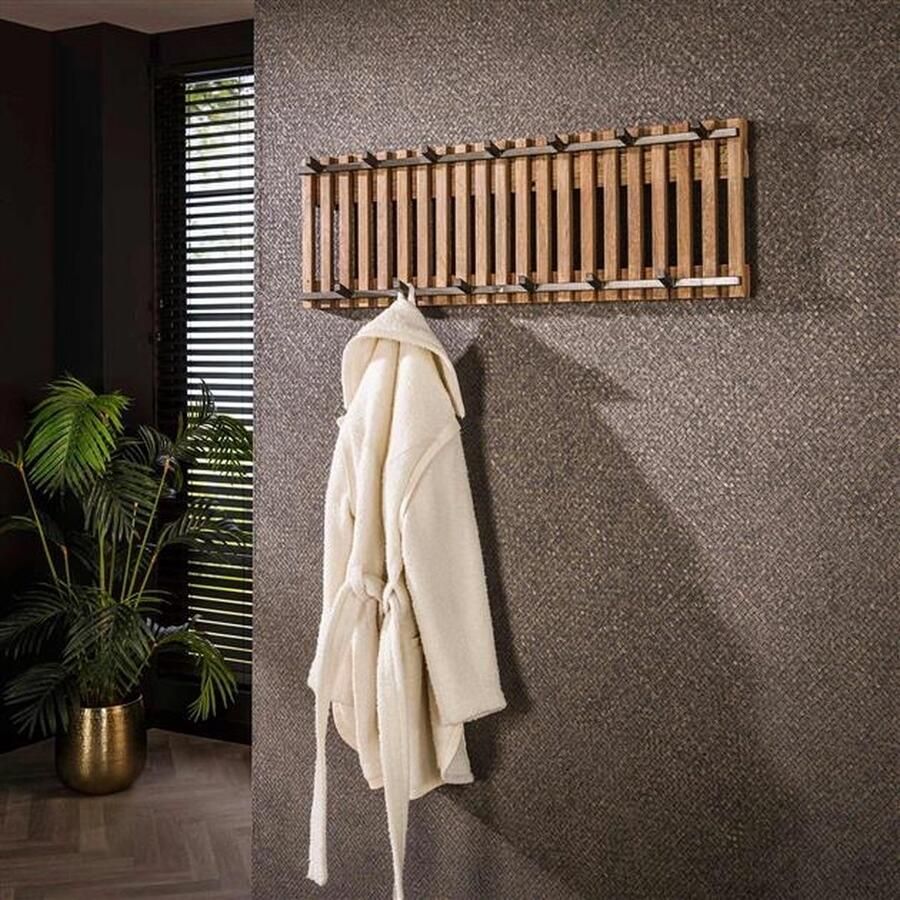 Giga Meubel Wandkapstok Naturel Zwart Mangohout 13 Haken 100x10x33cm - Foto 3