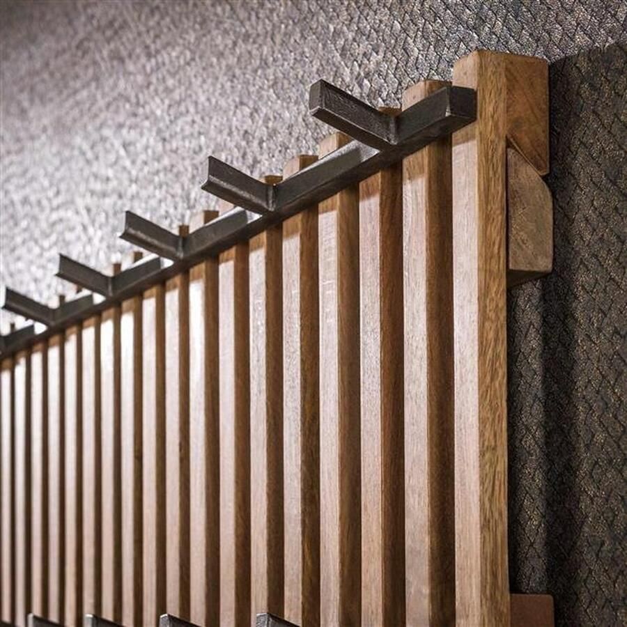Giga Meubel Wandkapstok Naturel Zwart Mangohout 13 Haken 100x10x33cm