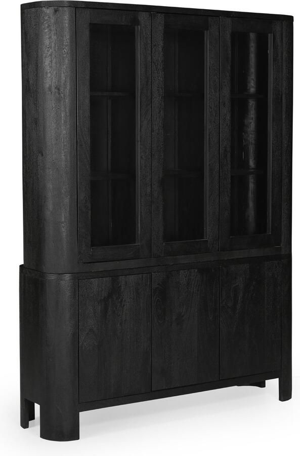 Giga Meubel Wandkast Zwart Mangohout 150x40x200cm Bram