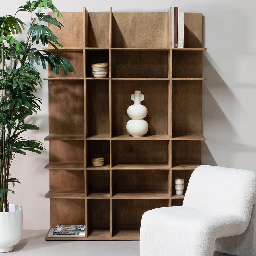 Giga Meubel Wandkast Lumo Mangohout Lichtbruin 140x38x200cm